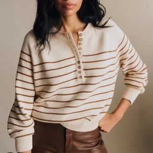 Sézane Léontine Jumper ivory and camel stripe